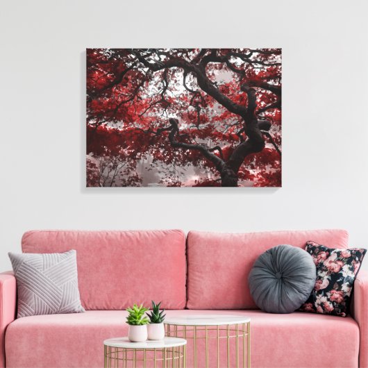 Red Cherry Blossom Tree Canvas Afdruk (Insitu (Woonkamer))