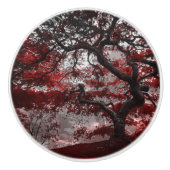 Red Cherry Blossom Tree Keramische Knop (Voorkant)