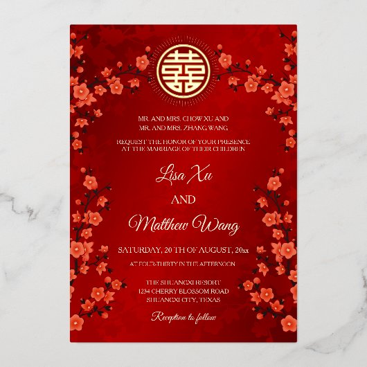 Red Cherry Blossom | Uitnodiging tot uitzending va (Voorkant)