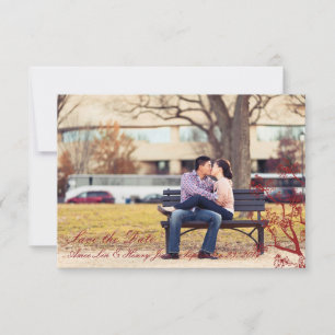 Red Cherry Blossom Wedding Save the Date Cards