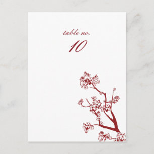Red Cherry Blossom Wedding Table Place Kards Briefkaart