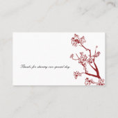 Red Cherry Blossom Wedding Table Place Kards Plaatskaartje (Achterkant)