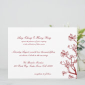 Red Cherry Blossoms Mariage Oriental Invitations (Debout devant)