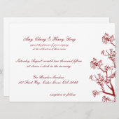 Red Cherry Blossoms Mariage Oriental Invitations (Devant / Derrière)