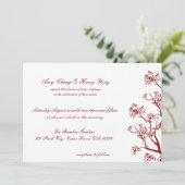 Red Cherry Blossoms Mariage Oriental Invitations (Debout devant)