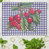  Red Cherry Blue Gingham Country Kitchen Theedoek (Gevouwen)