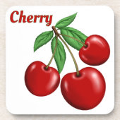 Red Cherry Cherries Design gepersonaliseerd Bier Onderzetter (Voorkant)