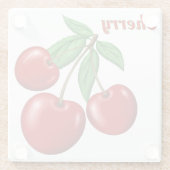 Red Cherry Cherries Design gepersonaliseerd Glazen Onderzetter (Achterkant)