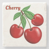 Red Cherry Cherries Design gepersonaliseerd Stenen Onderzetter (Voorkant)