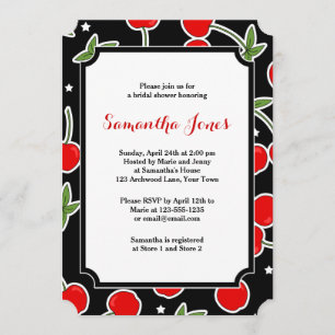 Red Cherry en Star Retro Afgesneden Vrijgezellenfe Kaart