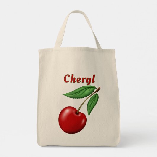 Red Cherry gepersonaliseerde kruidenier Tote Bag (Achterkant)
