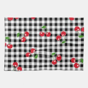 Red Cherry Gingham Black & White Buffalo Plaid Theedoek
