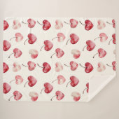 Red Cherry Hearts Valentine's Day Sherpa Deken (Voorkant (horizontaal))