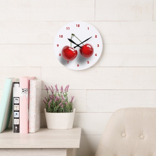 Red Cherry Life als illustratie Decoratief Grote Klok (Leeskamer)
