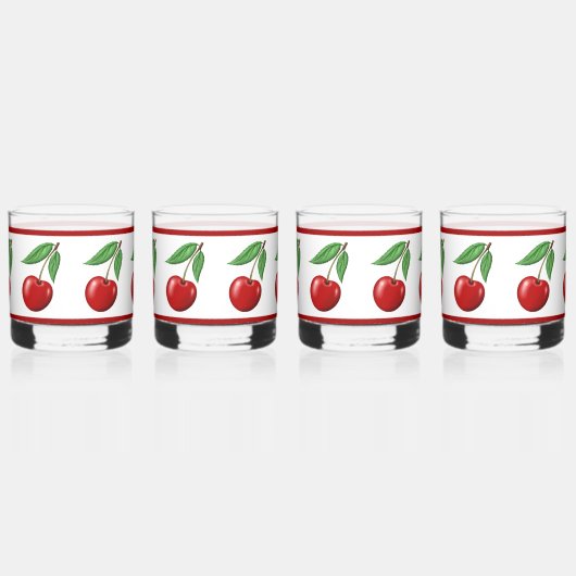 Red Cherry Pattern Whisky Glas (Rechts)