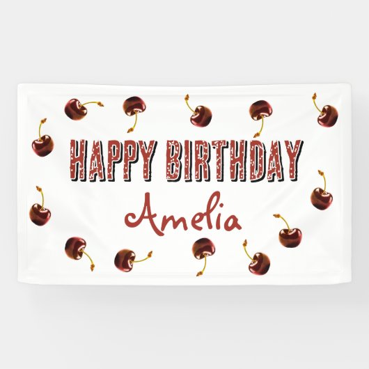 Red Cherry Personalized Party Spandoek (Horizontaal)