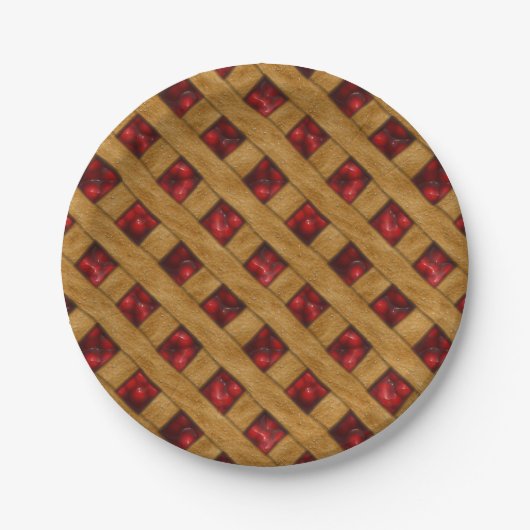 Red Cherry Pie Pattern voor Bakers Papieren Bordje (Voorkant)