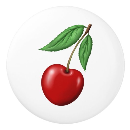 Red Cherry Retro Style Fruit Design Keramische Knop (Voorkant)