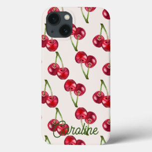 Red Cherry Retro Sweety Girly gepersonaliseerd iPhone 13 Hoesje