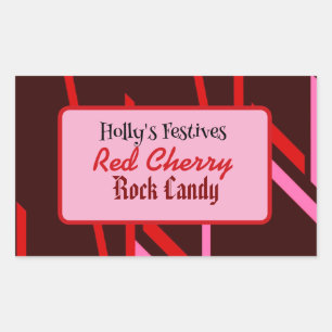 Red cherry rock snoep label