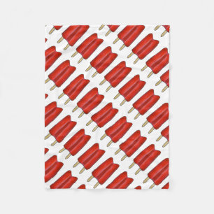 Red Cherry Twin Pop Popsicle Ice Lolly Lollies Fleece Deken