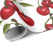 Red Cherry Waterverf Cadeaupapier (Rol Hoek)