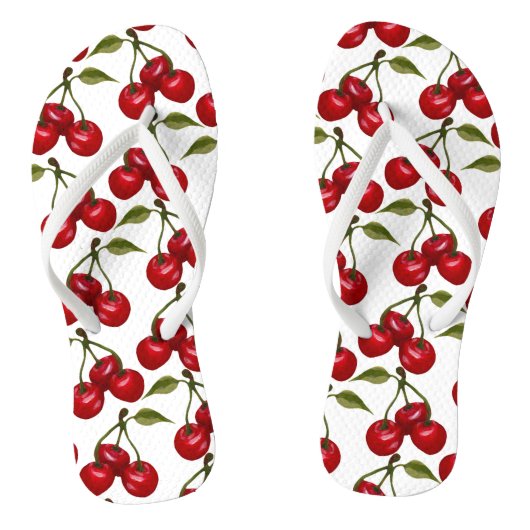  Red Cherry Waterverf Teenslippers (Voetbed)