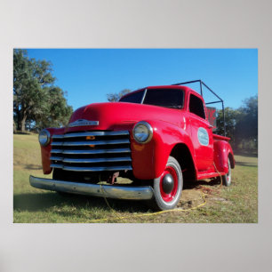 Red Chevrolet Country Pickup Truck Poster Foto