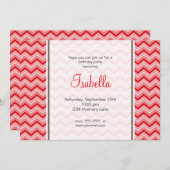 Red Chevron Birthday Uitnodiging (Voorkant / Achterkant)