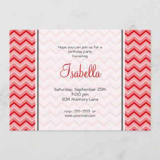 Red Chevron Birthday Uitnodiging