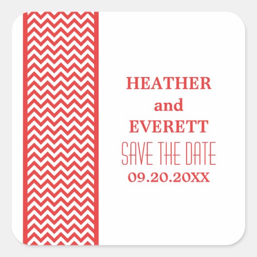 Red Chevron Bordure Enregistrer les stickers Date (Devant)