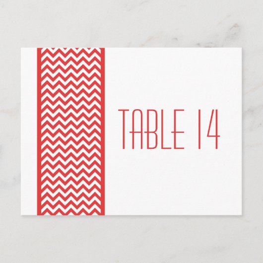 Red Chevron Bordure Numéro de table Carte postale (Devant)