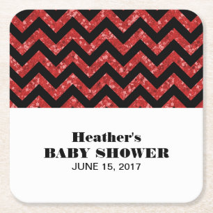 Red Chevron Glitter Baby shower Onderzetters