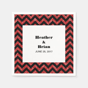 Red Chevron Glitter Paper Napkins Servetten