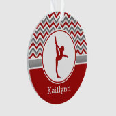 Red Chevron Gymnast Persoonlijk met Monogram Ornament (voorkant)