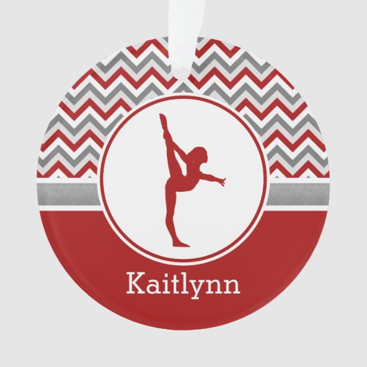 Red Chevron Gymnast Persoonlijk met Monogram Ornament (voorkant)