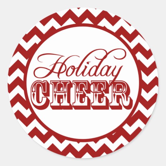 Red Chevron Holiday Cheer Sticker (Voorkant)