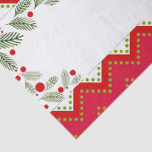 Red Chevron Holiday Greenery Merry Kerstmis Tissuepapier (Detail)