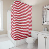 Red Chevron Pattern Holiday Kerstmis Douchegordijn (In situ)