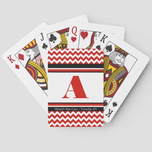 Red Chevron Personalized Playing Cards Speelkaarten (Achterkant)
