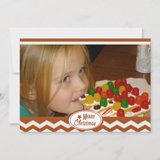 Red Chevron Stripe Holiday-fotokaart Feestdagenkaart (Voorkant)