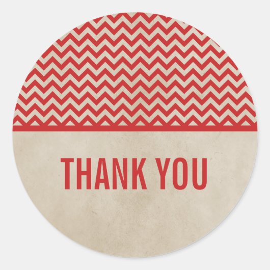 Red Chic Chevron Bedankt Stickers (Voorkant)