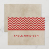 Red Chic Chevron Numéro de table Carte postale (Devant / Derrière)