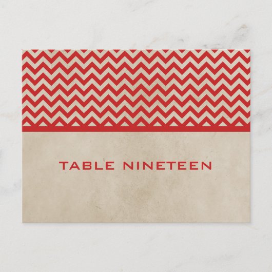 Red Chic Chevron Numéro de table Carte postale (Devant)