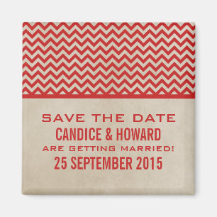 Red Chic Chevron sparen de Magnet van de Datum Magneet