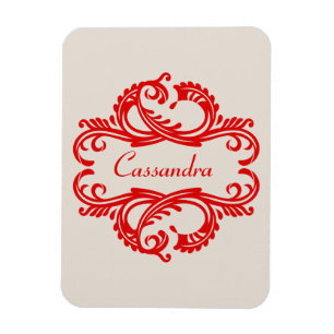 Red Chic Damask Premium Magnet Magneet