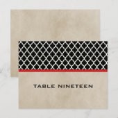 Red Chic Quatrefoil Numéro de table Carte postale (Devant / Derrière)