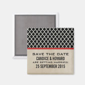 Red Chic Quatrefoil Save the Date Magnet Magneet (Voorkant / Achterkant)