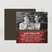 Red Chic Steampunk Photo Save the Date Invite Kaart (Voorkant / Achterkant)