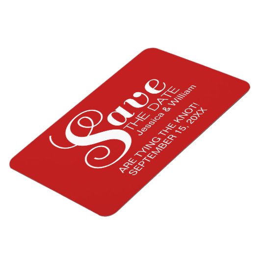Red Chic Typography Save the Date Magnet Magneet (Linkerzijde)